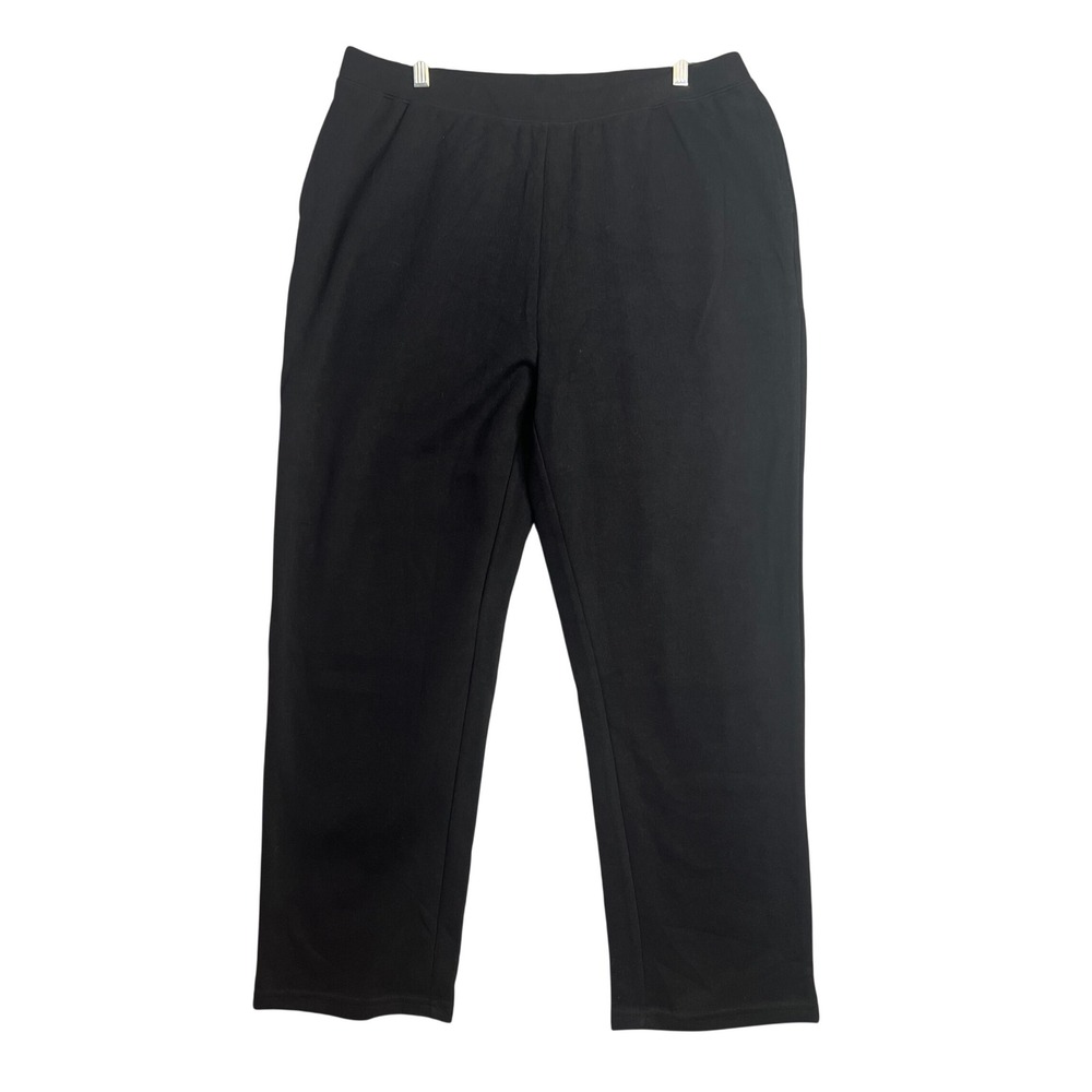 Catherines Black Micro Ribbed Pull On Ankle Pant Capri Plus Size Active NEW